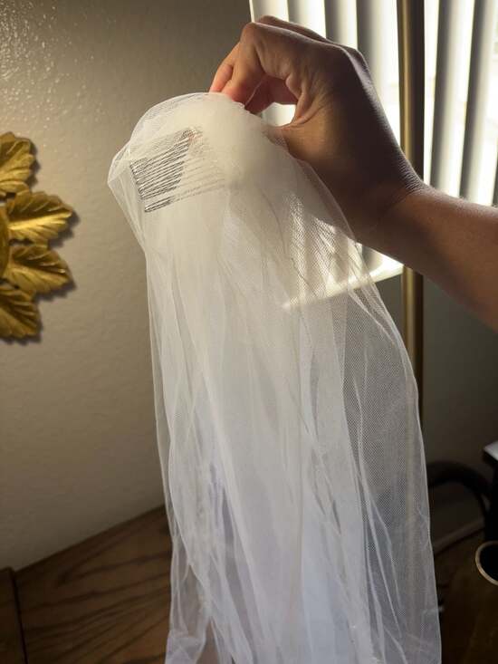 Two-Layer Tulle Bridal Veil with Pearl and Bead Embellished Appliqués and Comb main image 3